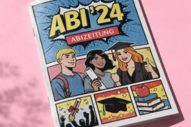 Abizeitung drucken A4 Rückstichheftung Magazinbindung